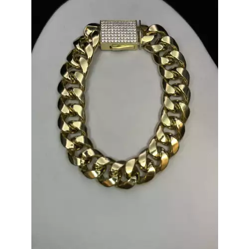 14K Yellow Gold Mens Cuban Link Bracelet 14.5mm 8in B4-3D (2)