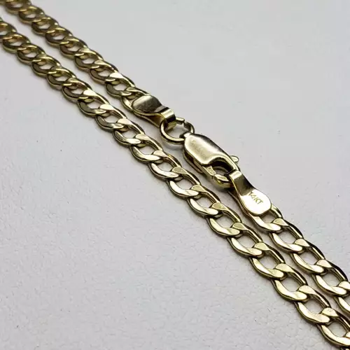 14K Yellow Gold Mens Cuban Style Bracelet 8 3/4 4MM B4-5 (3)