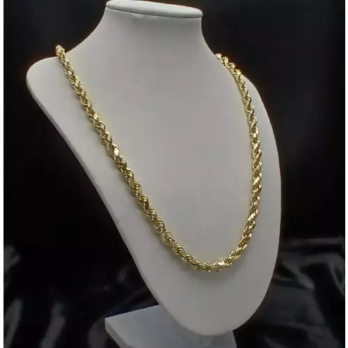 14K Yellow Gold Mens Diamond Cut Rope Chain 22