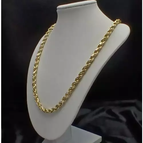 14K Yellow Gold Mens Diamond Cut Rope Chain 22