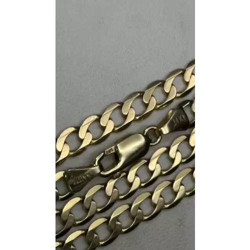 14K Yellow Gold Mens Flat Curb Chain 5mm 20in B3-6D
