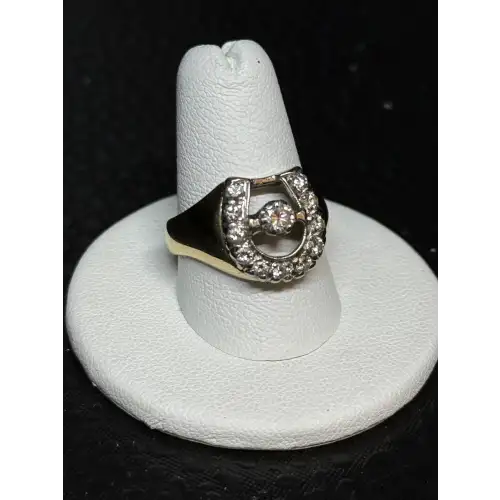 14K Yellow Gold Mens Horseshoe Ring with Natural Diamonds .20cwt SZ 9, 7.6gm- B5-7D (3)