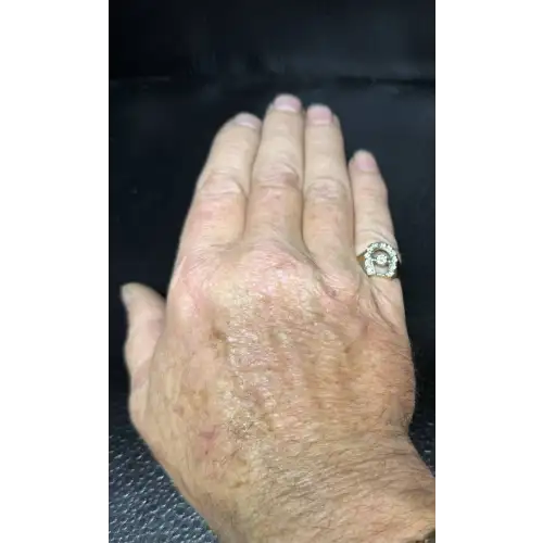 14K Yellow Gold Mens Horseshoe Ring with Natural Diamonds .20cwt SZ 9, 7.6gm- B5-7D (2)