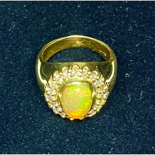 14K Yellow Gold Opal Ring Natural Melee Diamonds 3-1 (3)