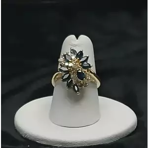 14K Yellow Gold Ring with Diamonds & Sapphires Sz. 6.25  B13-3 (2)