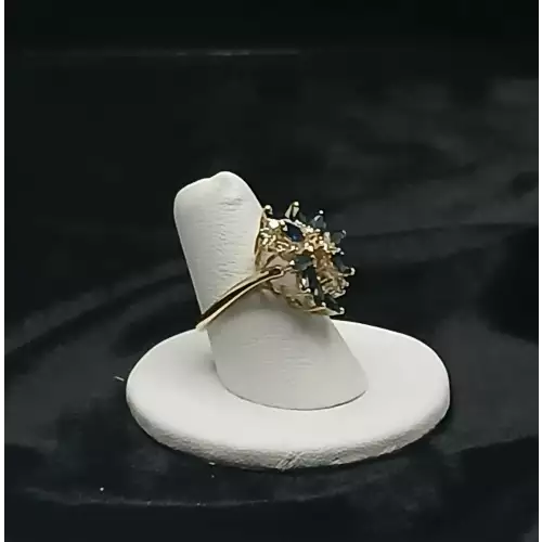 14K Yellow Gold Ring with Diamonds & Sapphires Sz. 6.25  B13-3