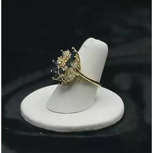 14K Yellow Gold Ring with Diamonds & Sapphires Sz. 6.25  B13-3 (3)