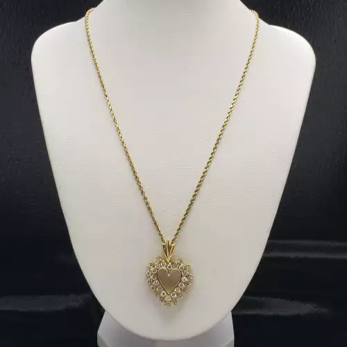 14K Yellow Gold Rope Necklace with Heart Pendant & 0.90CTW Diamonds - 10.3g B2-4 (3)