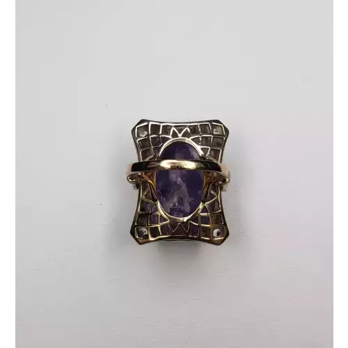 14k Yellow Gold Sterling Huge Amethyst Scarab Beetle Ring 30+CT SZ-8.75 S10BO17-4 (4)