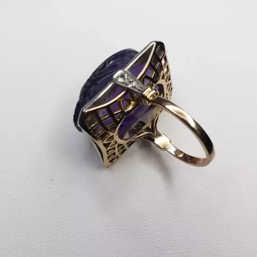 14k Yellow Gold Sterling Huge Amethyst Scarab Beetle Ring 30+CT SZ-8.75 S10BO17-4 (5)