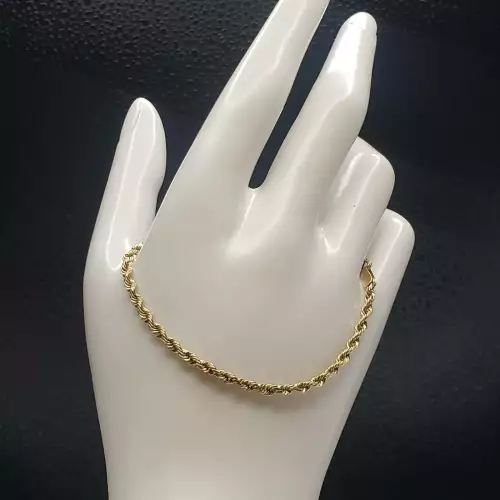 14k Yellow Gold Unisex Rope Bracelet 7.5