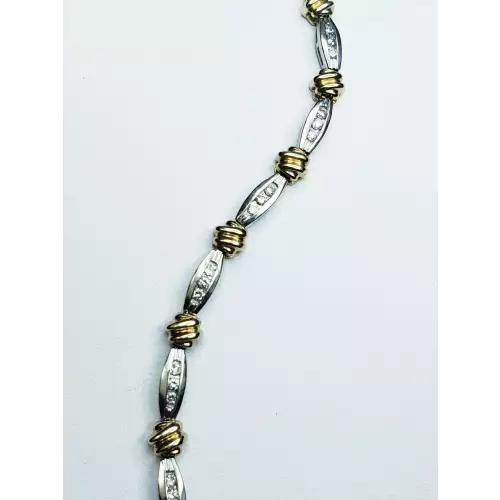 14K Yellow & White Gold Ladies Diamond Tennis Bracelet 6.75in B1-7 (4)