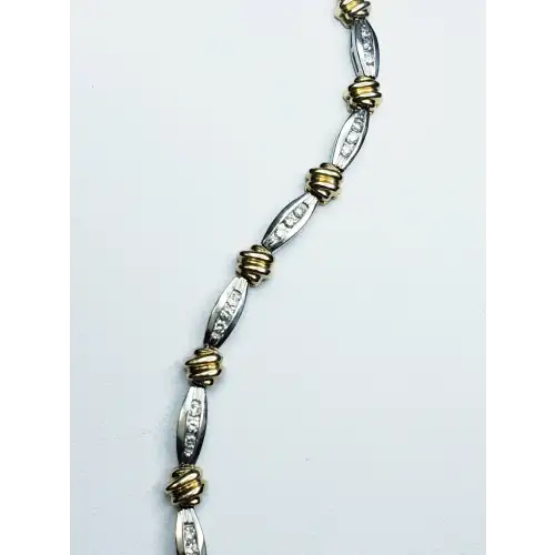 14K Yellow & White Gold Ladies Diamond Tennis Bracelet 6.75in B1-7 (4)