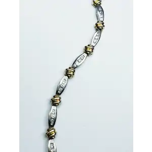14K Yellow & White Gold Ladies Diamond Tennis Bracelet 6.75in B1-7 (4)