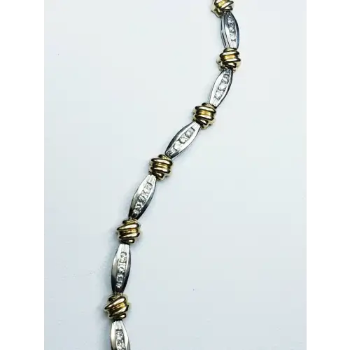 14K Yellow & White Gold Ladies Diamond Tennis Bracelet 6.75in B1-7 (4)