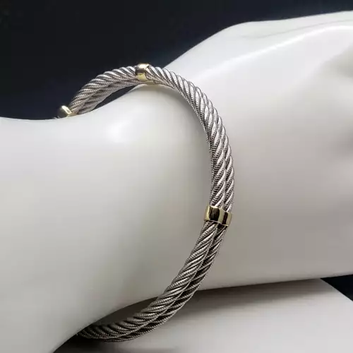 14k Yellow & White Gold Ladies Fashion Buckle Bracelet Size Med-17.5  B7-3 (2)