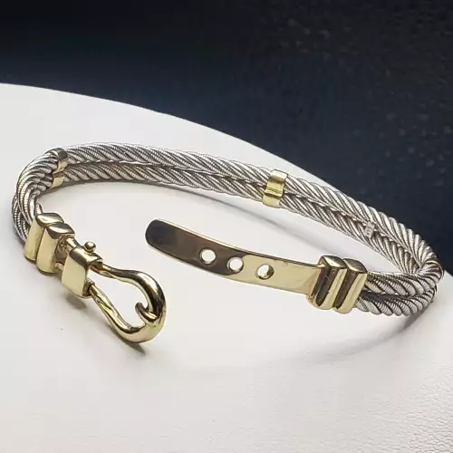 14k Yellow & White Gold Ladies Fashion Buckle Bracelet Size Med-17.5  B7-3 (4)