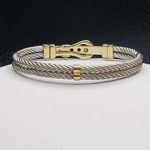 14k Yellow & White Gold Ladies Fashion Buckle Bracelet Size Med-17.5  B7-3