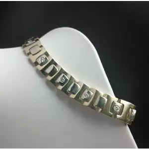 14K Yellow & White Gold Men's Diamond Bracelet B8-1 (3)