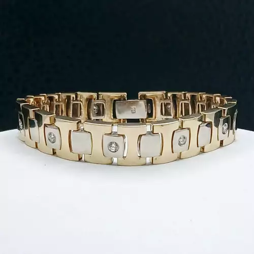 14K Yellow & White Gold Men's Diamond Bracelet B8-1 (2)