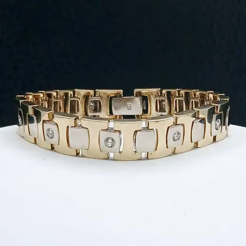 14K Yellow & White Gold Men's Diamond Bracelet B8-1 (2)