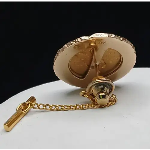 14K YG Cufflinks & Tie Clip American Indian Head $5 & $2.5 Gold Coins - B4-6