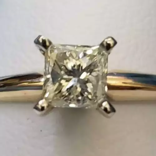 14K YG Engagement-Solitaire Princess Natural Diamond Ring .52CT Sz-6.5 S10BO14-3 (5)