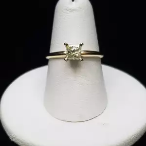 14K YG Engagement-Solitaire Princess Natural Diamond Ring .52CT Sz-6.5 S10BO14-3