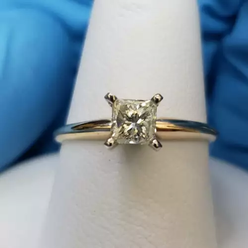 14K YG Engagement-Solitaire Princess Natural Diamond Ring .52CT Sz-6.5 S10BO14-3 (5)