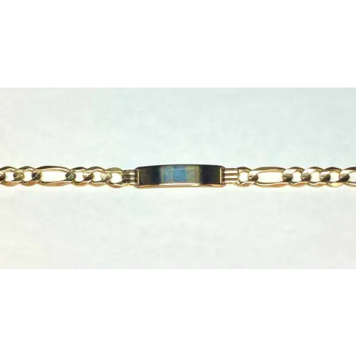 14K YG Solid Men's Figaro Style ID-Bracelet. 9.5