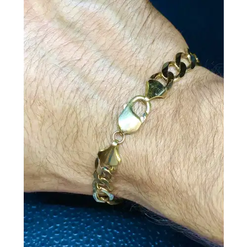 14K YG Solid Men's Figaro Style ID-Bracelet. 9.5