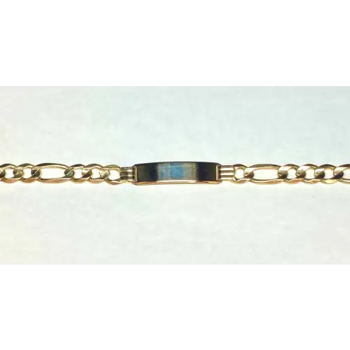 14K YG Solid Men's Figaro Style ID-Bracelet. 9.5