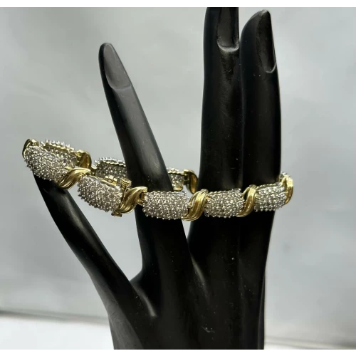 14K YG & WG Natural Diamond Blossom Tennis Bracelet 4.0+ctw 28.7gm  6-2D (4)