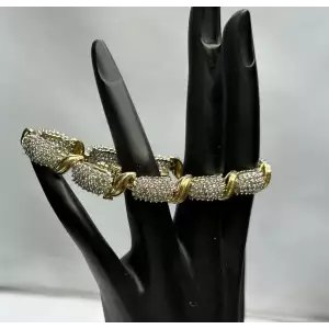 14K YG & WG Natural Diamond Blossom Tennis Bracelet 4.0+ctw 28.7gm  6-2D (4)