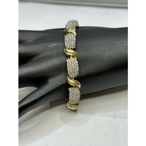 14K YG & WG Natural Diamond Blossom Tennis Bracelet 4.0+ctw 28.7gm  6-2D (5)