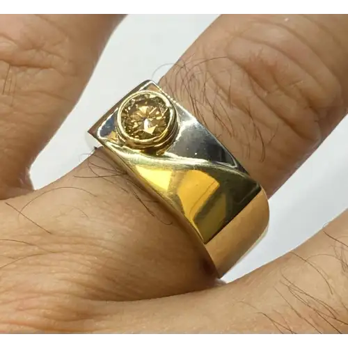 18K Gold Ring , with .70 CT.  Unique Champagne Diamond