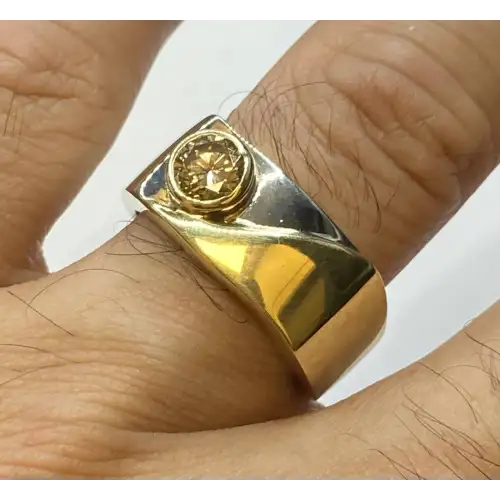 18K Gold Ring , with .70 CT.  Unique Champagne Diamond