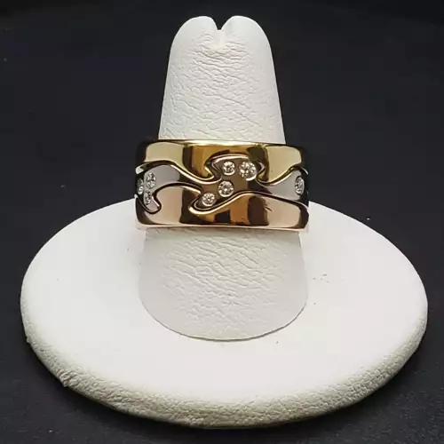 18K Tri-Color Gold, 8 Diamonds - Georg Jenson Ring, Size 8 B9-4