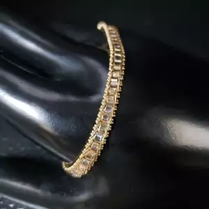 18k Tri-Tone Yellow/White/Rose Gold Ladies Fashion Diamond Cut Bracelet 7.25