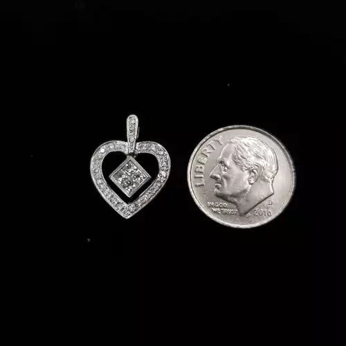 18K White Gold Pendulum Diamond Heart Pendant .33tcw S10BO12-7 (3)