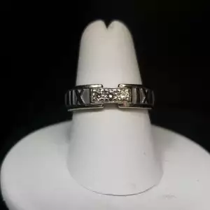18K White Gold Tiffany & Co Atlas Roman Numeral Diamond Ring Sz-6.75 S10BO12-1