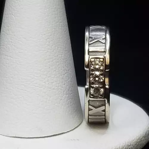 18K White Gold Tiffany & Co Atlas Roman Numeral Diamond Ring Sz-6.75 S10BO12-1 (2)