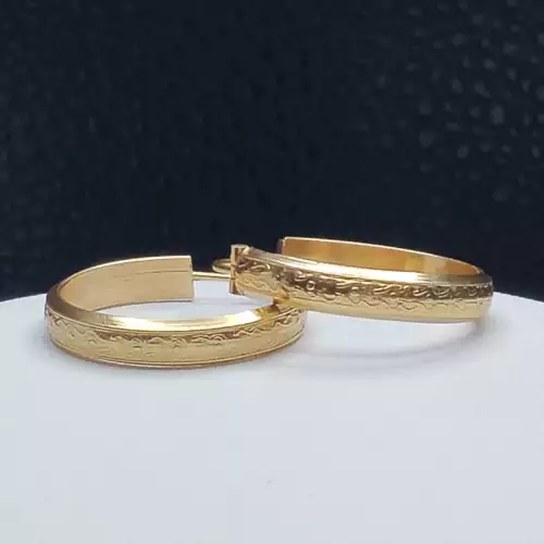 18K Yellow Gold Hoop Earrings 1in B13-7 (3)