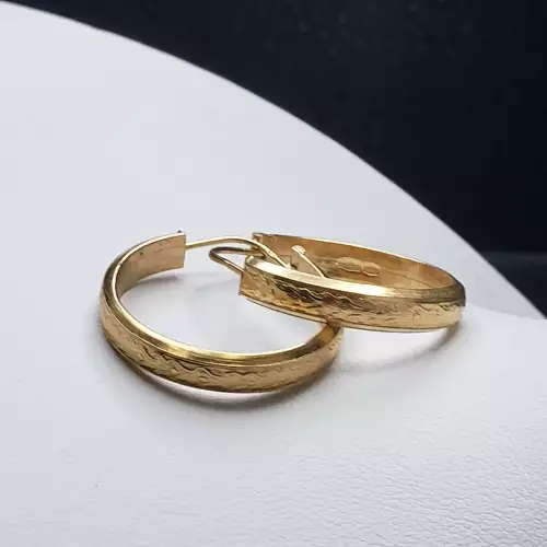 18K Yellow Gold Hoop Earrings 1in B13-7 (2)