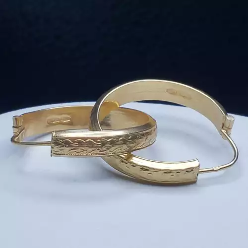 18K Yellow Gold Hoop Earrings 1in B13-7 (4)