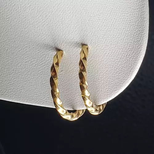 18K Yellow Gold Twisted Hoop Earring 1in B13-4