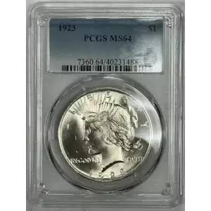 1923 P $1 Silver Peace Dollar PCGS MS64 (2)