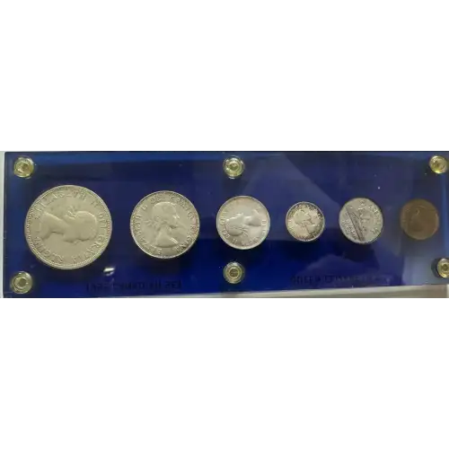 1953 Canadian Queen Elizabeth II Silver 6 Coin Set, 1 Dollar, 50 Cents, 25 Cents, 10 Cents, 5 Cents, 1 Cent (2)