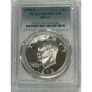 1972 S Dollar Eisenhower 40% Silver PCGS PR-69 Silver DCAM