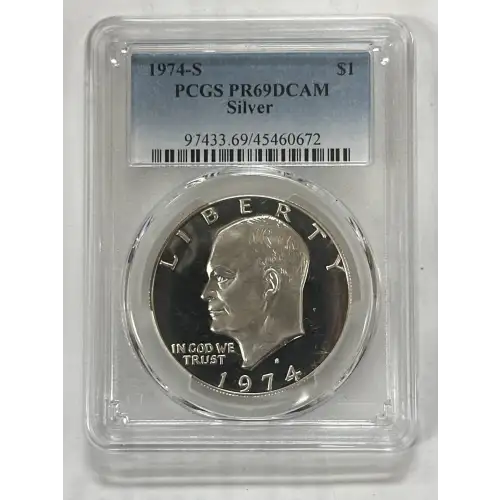 1974 S Dollar Eisenhower 40% Silver PCGS PR-69 Silver DCAM (2)
